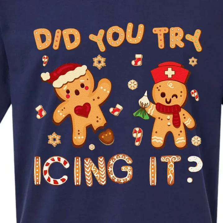 Did You Try Icing It Christmas School Nurse Emergency Nurse Sueded Cloud Jersey T-Shirt