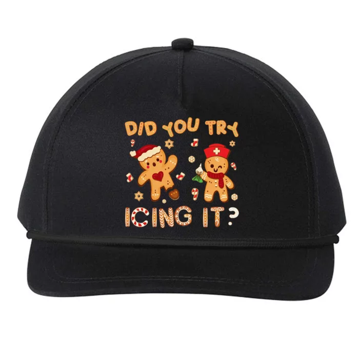 Did You Try Icing It Christmas School Nurse Emergency Nurse Snapback Five-Panel Rope Hat