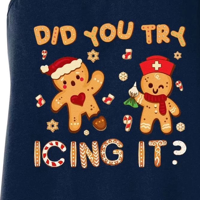 Did You Try Icing It Christmas School Nurse Emergency Nurse Women's Racerback Tank