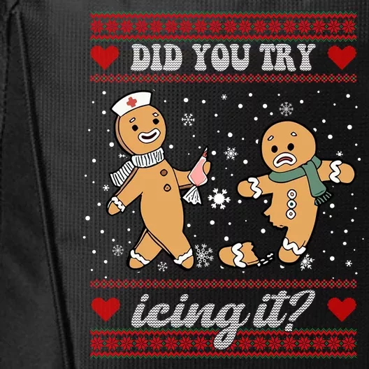 Did You Try Icing It Funny Christmas Gingerbread Cookie City Backpack