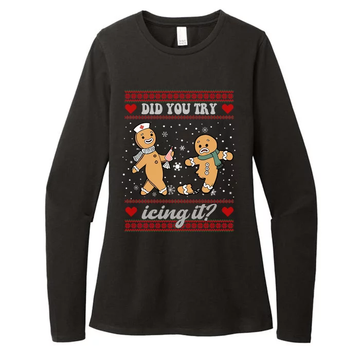 Did You Try Icing It Funny Christmas Gingerbread Cookie Womens CVC Long Sleeve Shirt