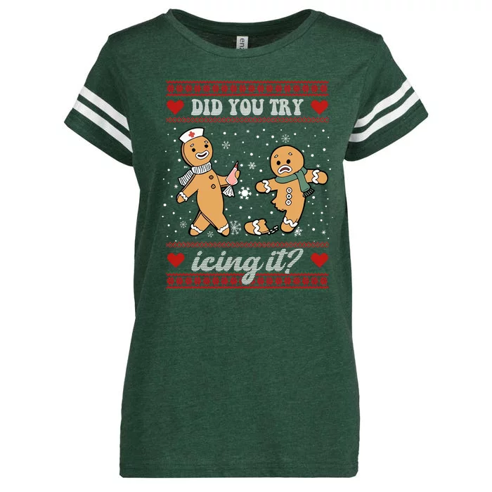 Did You Try Icing It Funny Christmas Gingerbread Cookie Enza Ladies Jersey Football T-Shirt