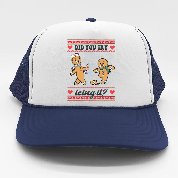 Did You Try Icing It Funny Christmas Gingerbread Cookie Trucker Hat