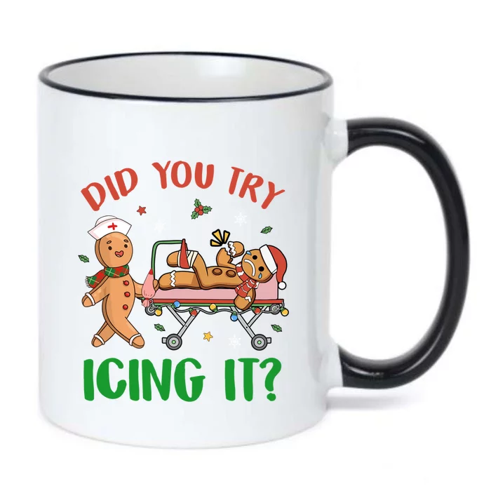 Did You Try Icing It Christmas Gingerbread Nurse Squad Funny Gift Black Color Changing Mug