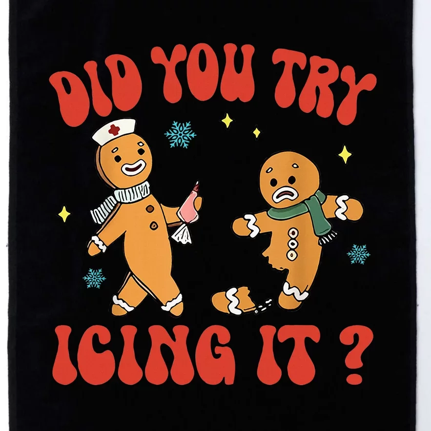 Did You Try Icing It Funny Christmas Nurse Gingerbread Man Platinum Collection Golf Towel