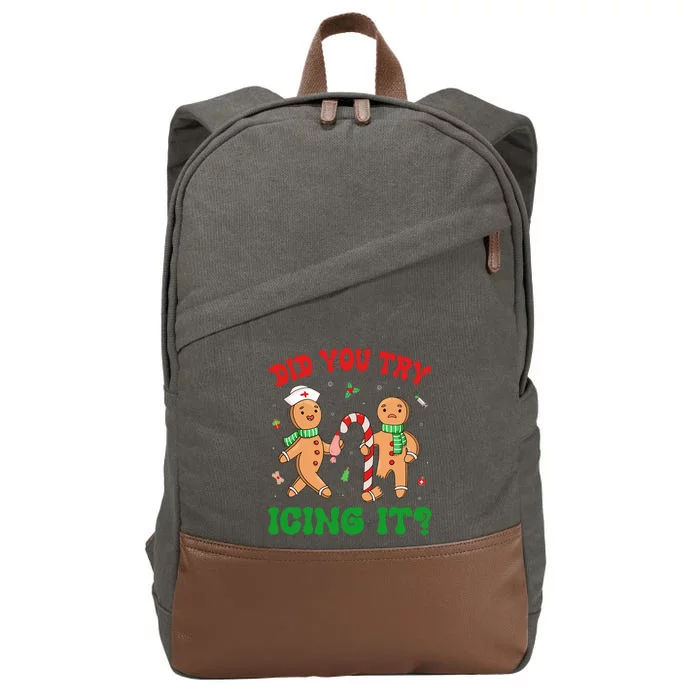 Did You Try Icing It Retro Christmas Gingerbread Nurse Squad Cotton Canvas Backpack