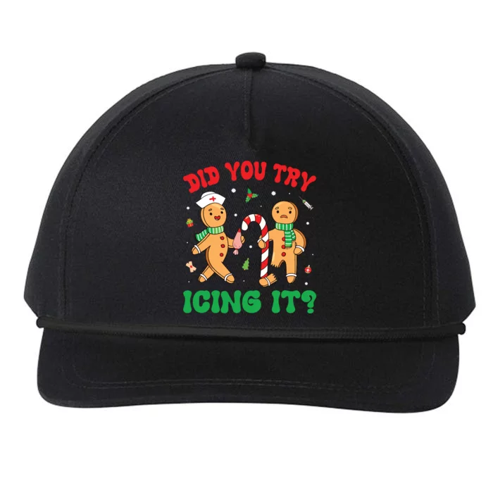 Did You Try Icing It Retro Christmas Gingerbread Nurse Squad Snapback Five-Panel Rope Hat