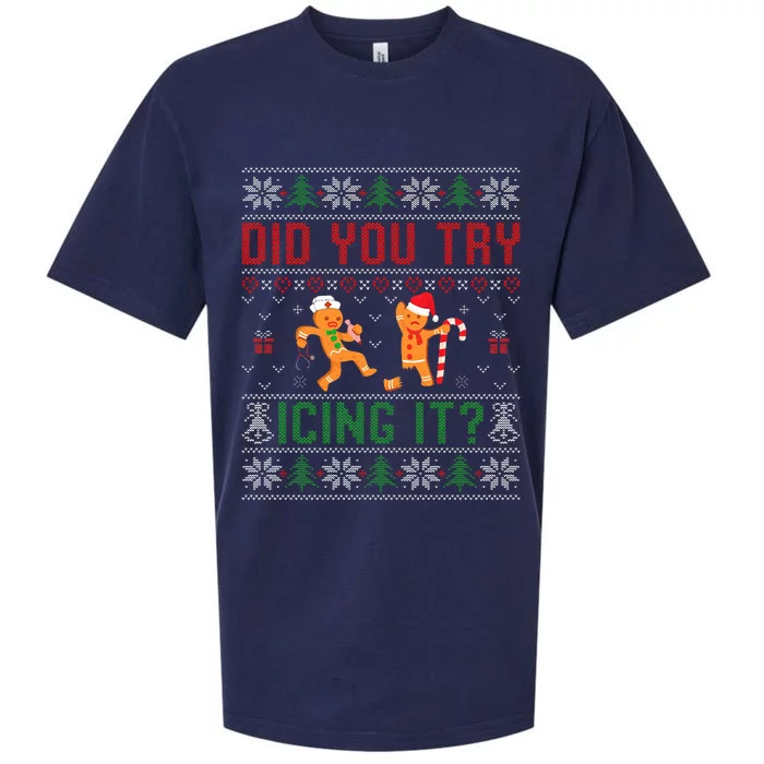 Did You Try Icing It Nurse Ugly Christmas Sweater Sueded Cloud Jersey T-Shirt