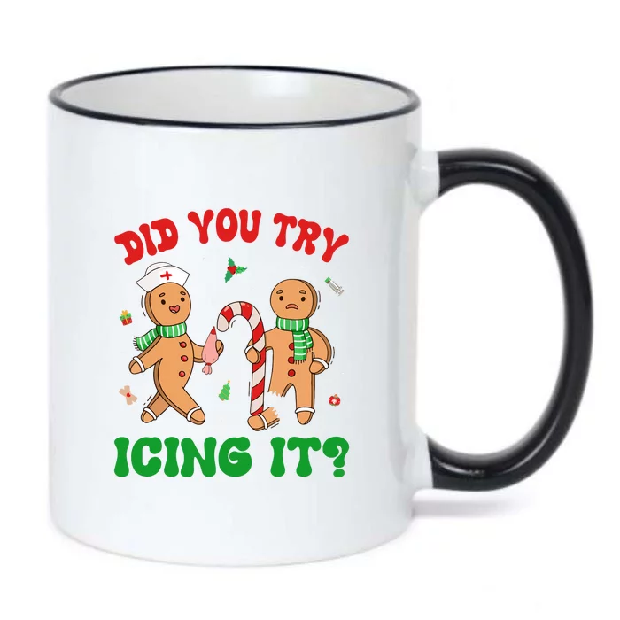 Did You Try Icing It Retro Christmas Gingerbread Nurse Squad Gift Black Color Changing Mug