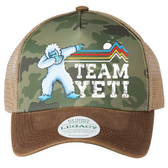 Dabbing Yeti Vintage Sunset Mountain Bigfoot Lover Team Yeti Legacy Tie Dye Trucker Hat