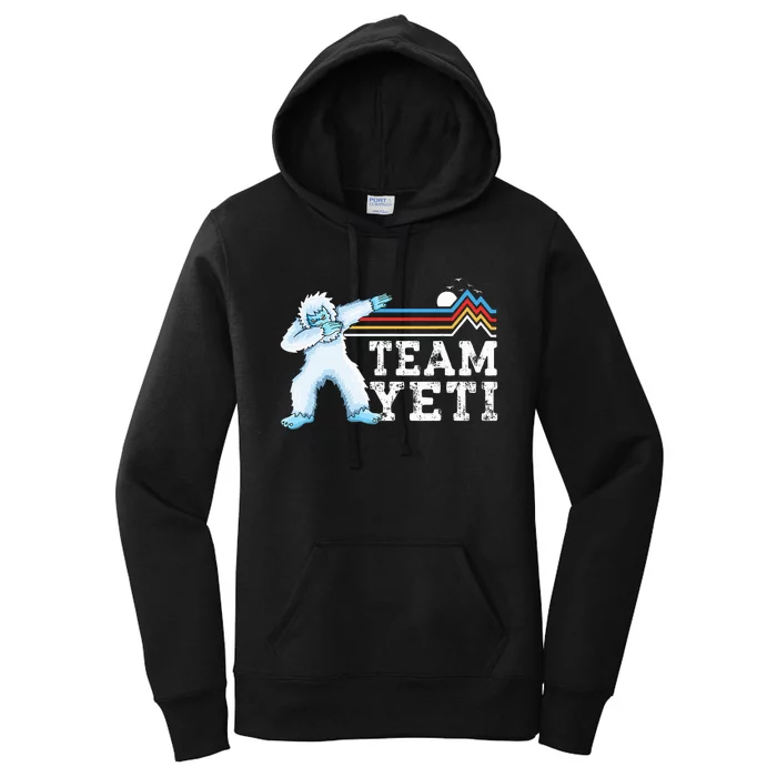 Dabbing Yeti Vintage Sunset Mountain Bigfoot Lover Team Yeti Women's Pullover Hoodie