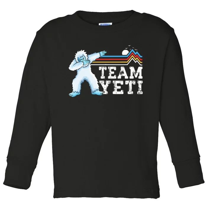 Dabbing Yeti Vintage Sunset Mountain Bigfoot Lover Team Yeti Toddler Long Sleeve Shirt