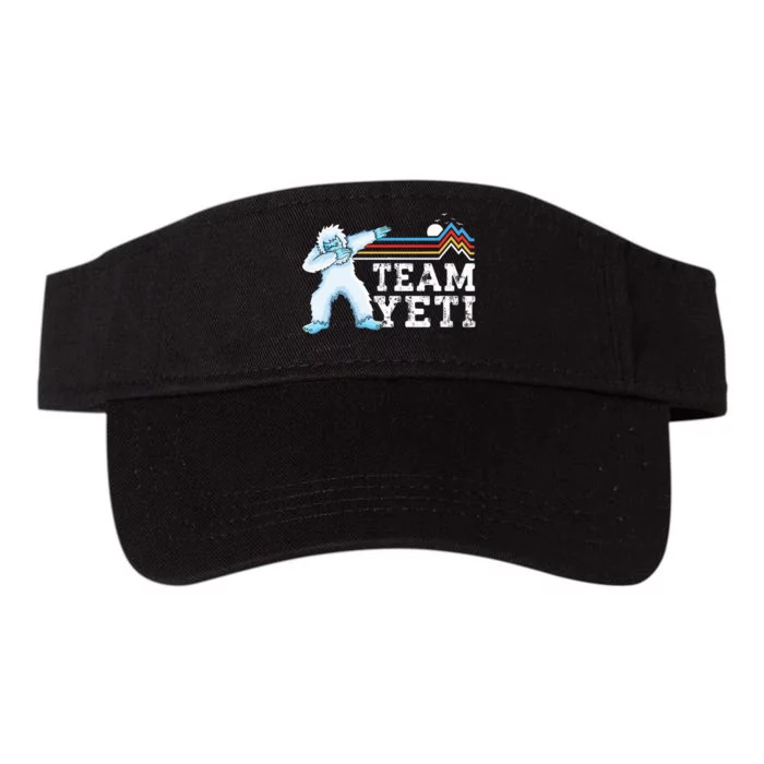 Dabbing Yeti Vintage Sunset Mountain Bigfoot Lover Team Yeti Valucap Bio-Washed Visor