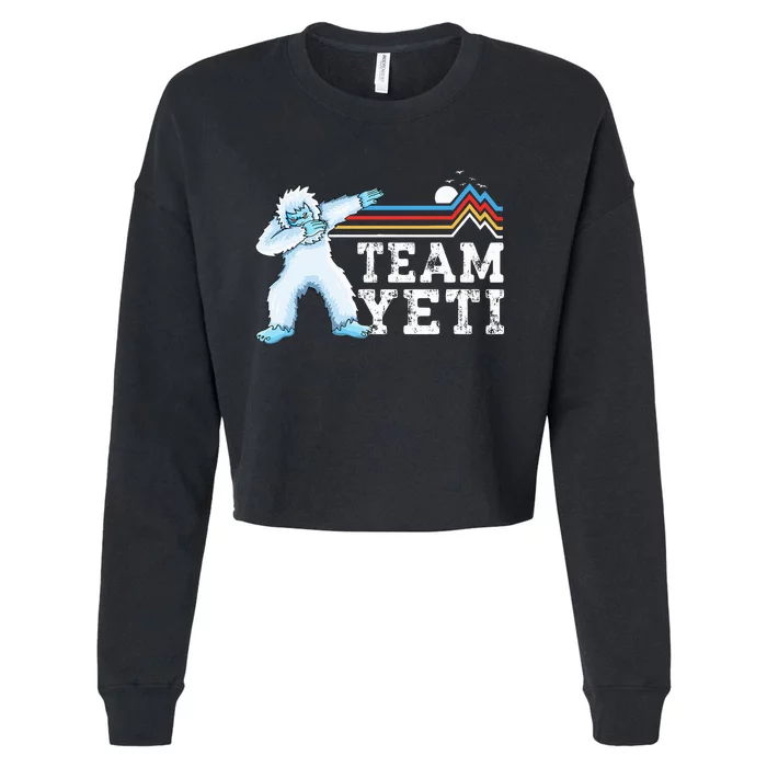 Dabbing Yeti Vintage Sunset Mountain Bigfoot Lover Team Yeti Cropped Pullover Crew