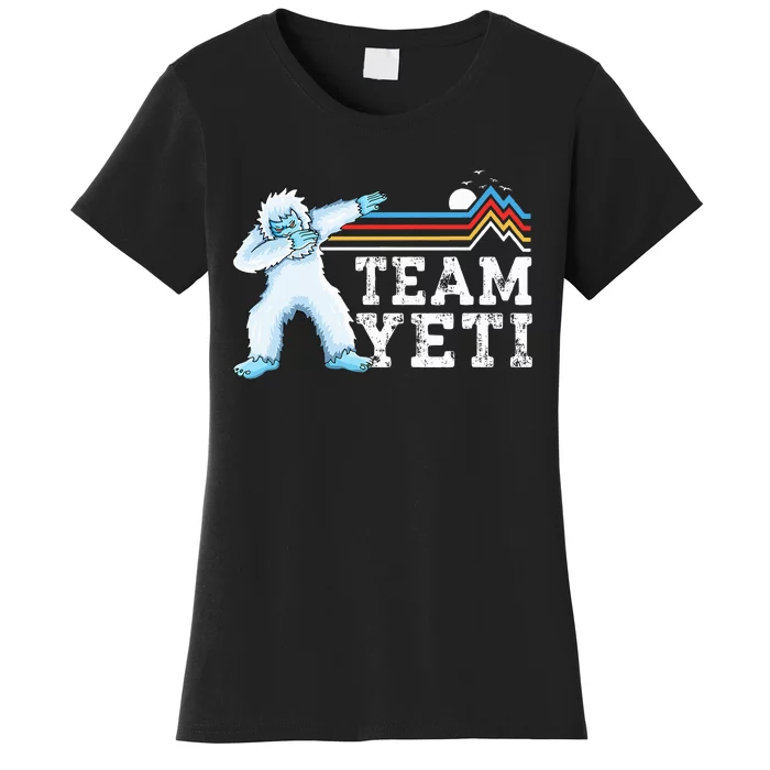 Dabbing Yeti Vintage Sunset Mountain Bigfoot Lover Team Yeti Women's T-Shirt