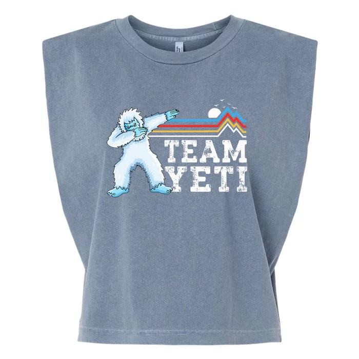 Dabbing Yeti Vintage Sunset Mountain Bigfoot Lover Team Yeti Garment-Dyed Women's Muscle Tee