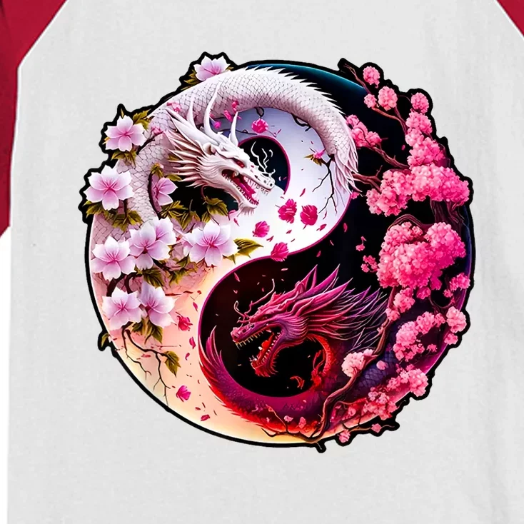 Dragon Yin Yang Chinese New Year 2024 Year Of The Dragon Kids Colorblock Raglan Jersey