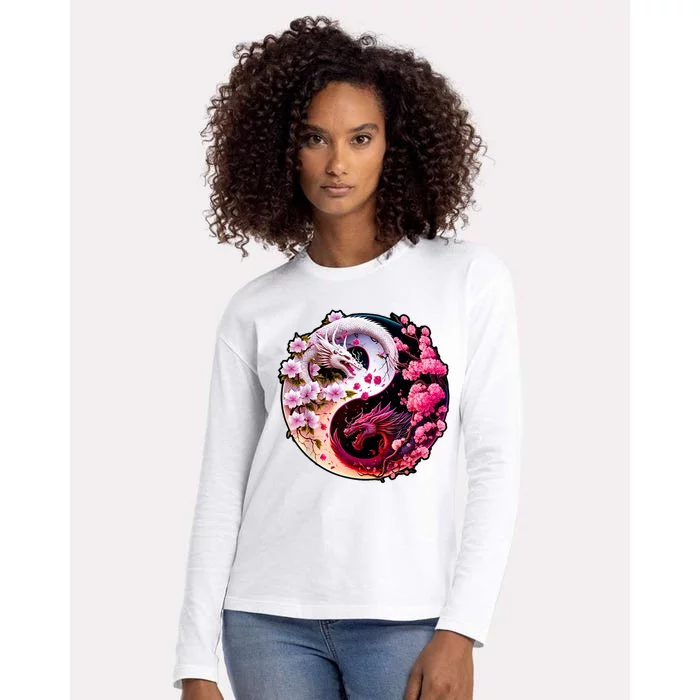 Dragon Yin Yang Chinese New Year 2024 Year Of The Dragon Womens Cotton Relaxed Long Sleeve T-Shirt