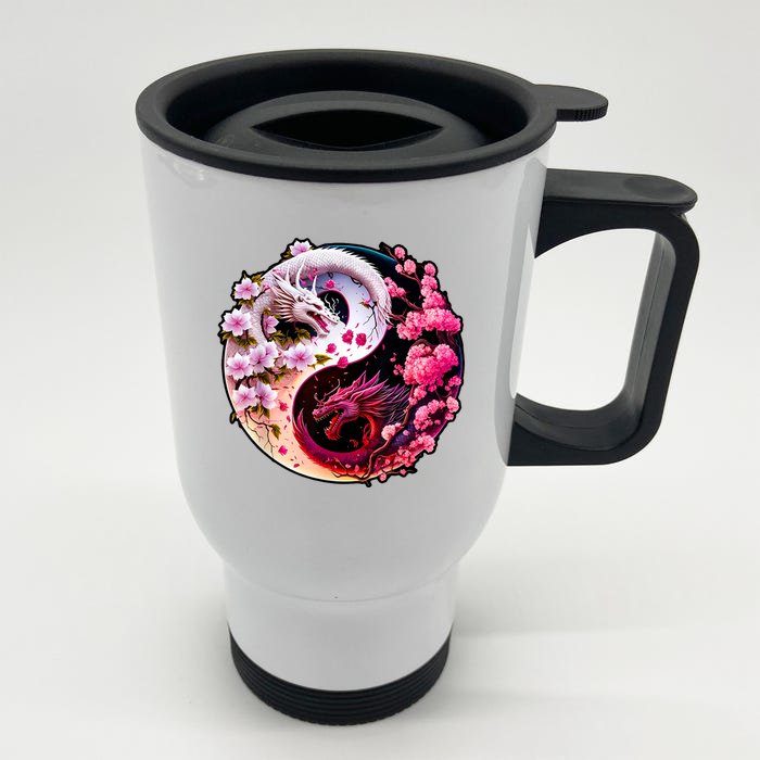 Dragon Yin Yang Chinese New Year 2024 Year Of The Dragon Front & Back Stainless Steel Travel Mug