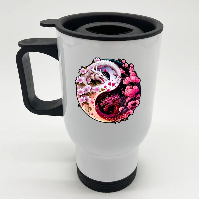 Dragon Yin Yang Chinese New Year 2024 Year Of The Dragon Front & Back Stainless Steel Travel Mug