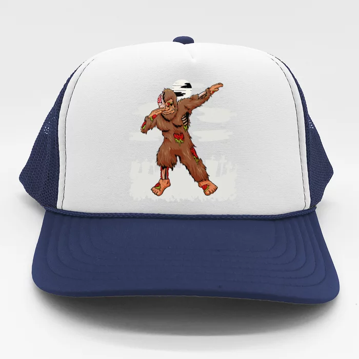 Dabbing Zombie Bigfoot Ghost Halloween Costume Holiday Trucker Hat