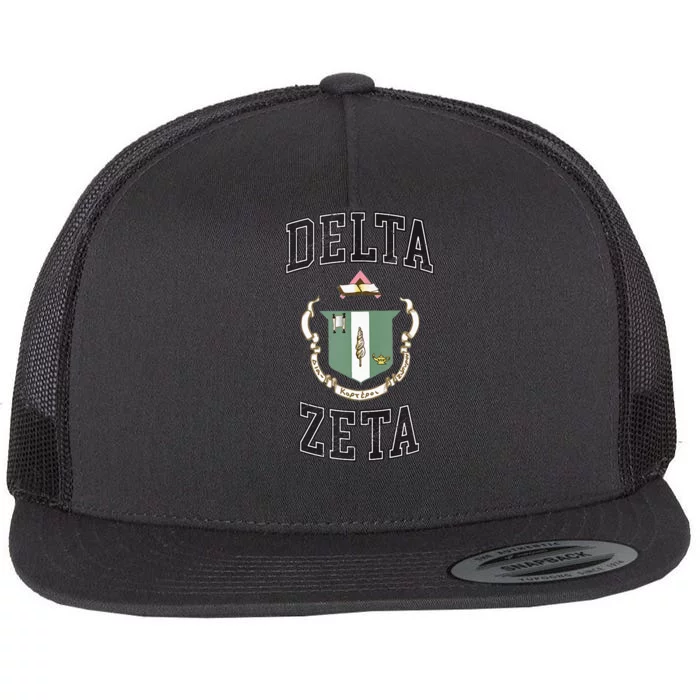 Delta Zeta Coat Of Arms Greek Flat Bill Trucker Hat