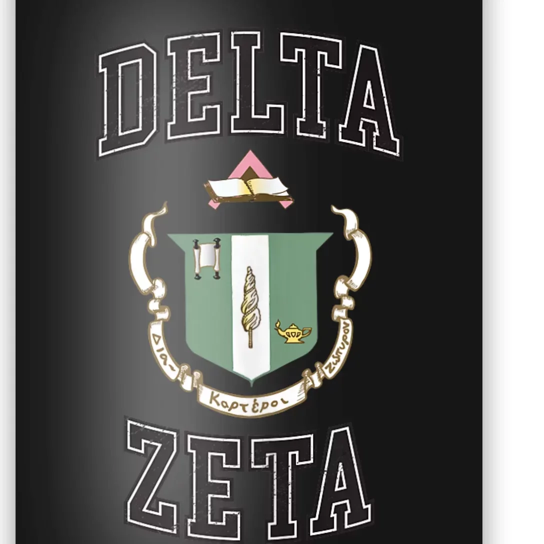 Delta Zeta Coat Of Arms Greek Distressed Retro Sorority Dz Poster