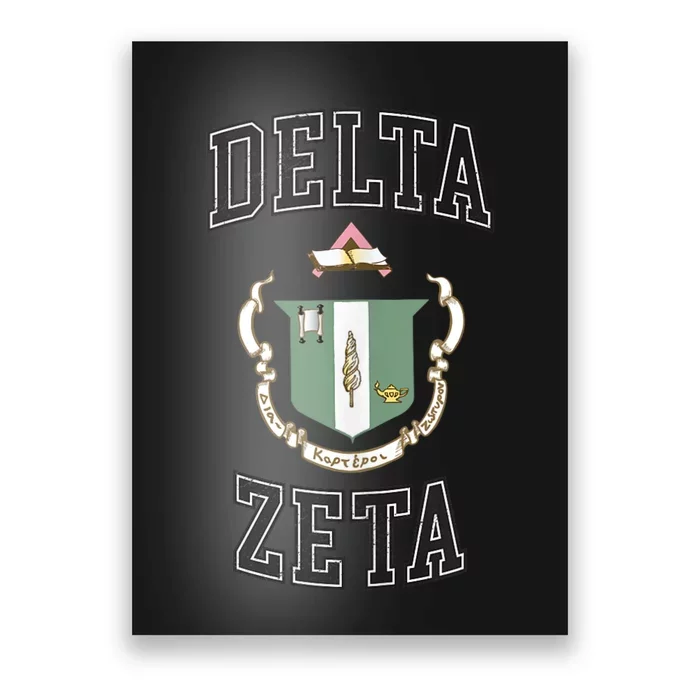 Delta Zeta Coat Of Arms Greek Distressed Retro Sorority Dz Poster