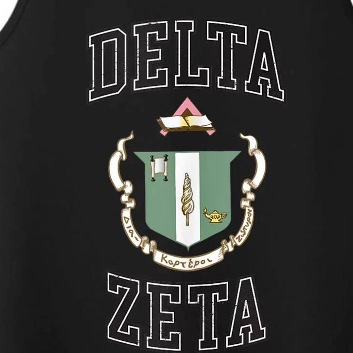 Delta Zeta Coat Of Arms Greek Distressed Retro Sorority Dz Performance Tank