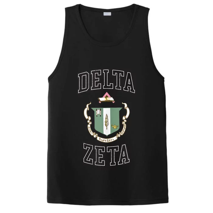 Delta Zeta Coat Of Arms Greek Distressed Retro Sorority Dz Performance Tank