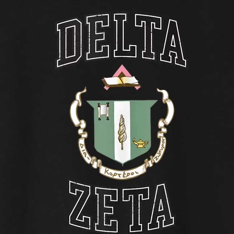 Delta Zeta Coat Of Arms Greek Distressed Retro Sorority Dz Women's Crop Top Tee