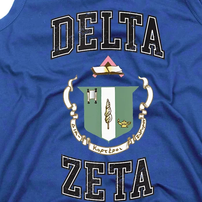 Delta Zeta Coat Of Arms Greek Distressed Tank Top