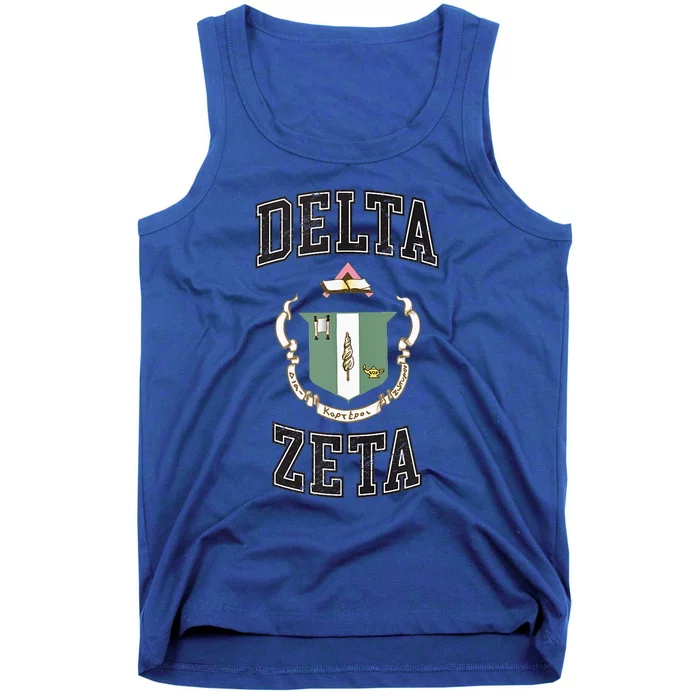 Delta Zeta Coat Of Arms Greek Distressed Tank Top