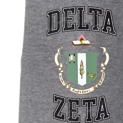 Delta Zeta Coat Of Arms Greek Distressed Doggie 3-End Fleece Hoodie