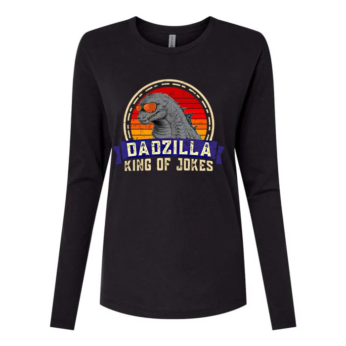 Dad Zilla King Of Jokes Vintage Retro For Fathers Day Gift Womens Cotton Relaxed Long Sleeve T-Shirt