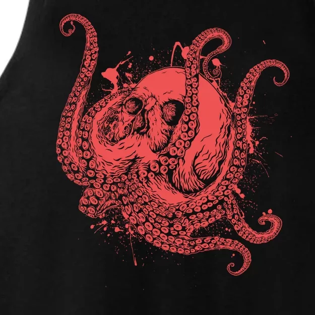 Deadly Zombie Octopus Skull Ladies Tri-Blend Wicking Tank