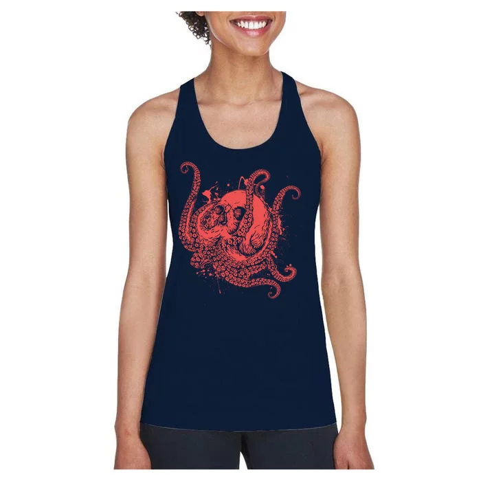 Deadly Zombie Octopus Skull Women's Racerback Tank