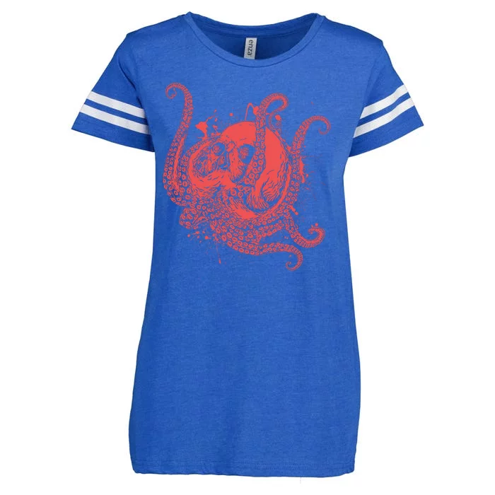 Deadly Zombie Octopus Skull Enza Ladies Jersey Football T-Shirt