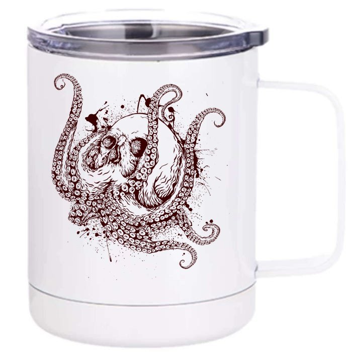 Deadly Zombie Octopus Skull Front & Back 12oz Stainless Steel Tumbler Cup