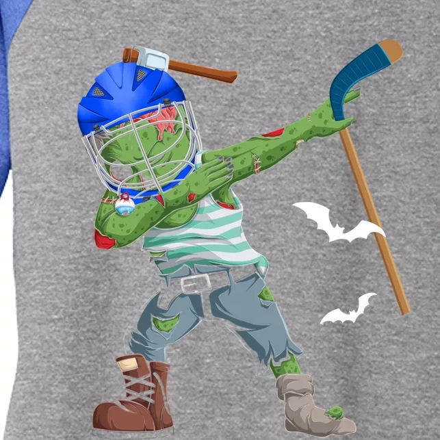 Dabbing Zombie Playing Ice Hockey Player Cool Halloween Gift Women's Tri-Blend 3/4-Sleeve Raglan Shirt