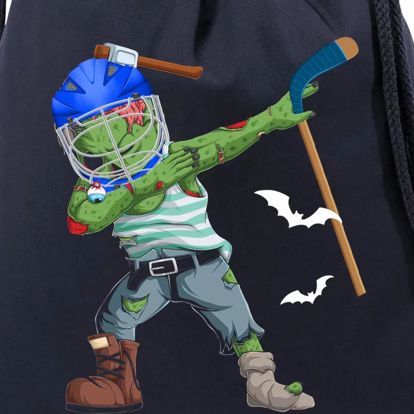 Dabbing Zombie Playing Ice Hockey Player Cool Halloween Gift Drawstring Bag