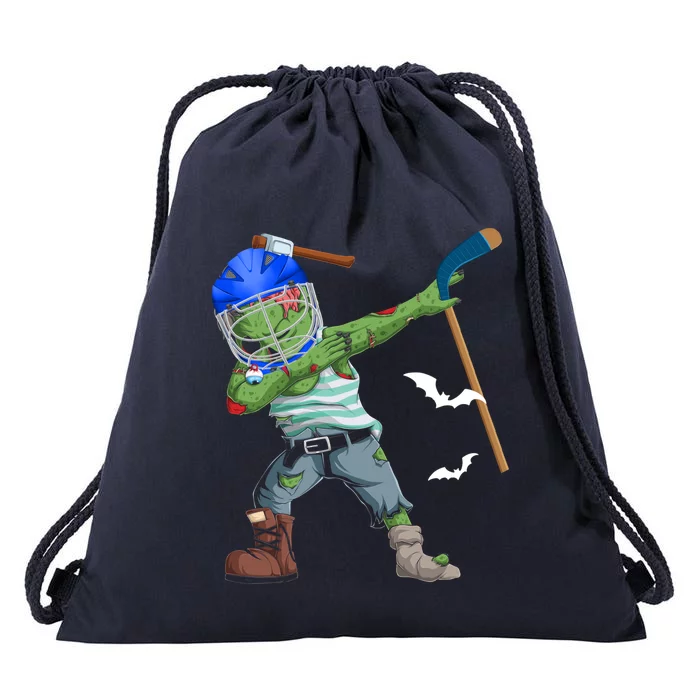 Dabbing Zombie Playing Ice Hockey Player Cool Halloween Gift Drawstring Bag