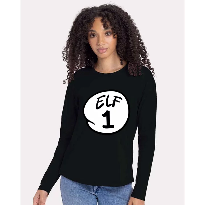 Elf 1 2 3 4 5 Custom Number Christmas Womens Cotton Relaxed Long Sleeve T-Shirt