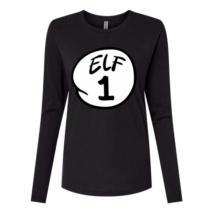 Elf 1 2 3 4 5 Custom Number Christmas Womens Cotton Relaxed Long Sleeve T-Shirt