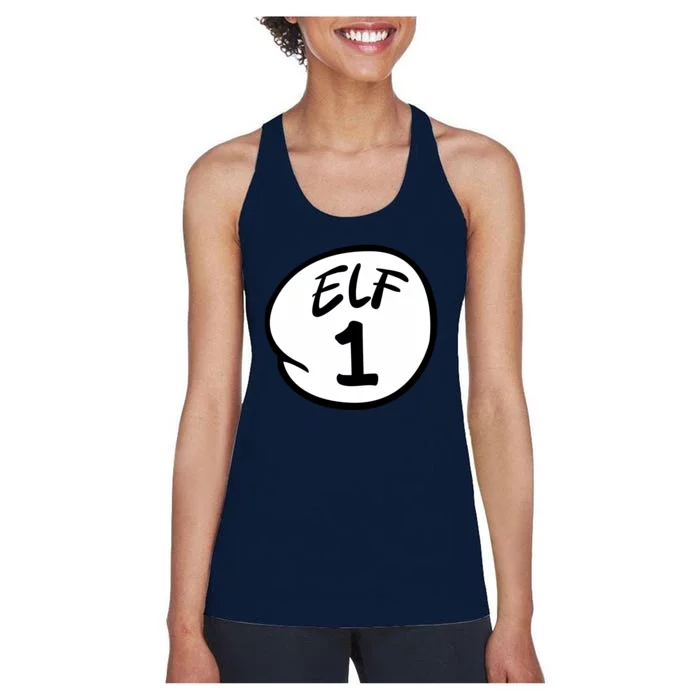 Elf 1 2 3 4 5 Custom Number Christmas Women's Racerback Tank