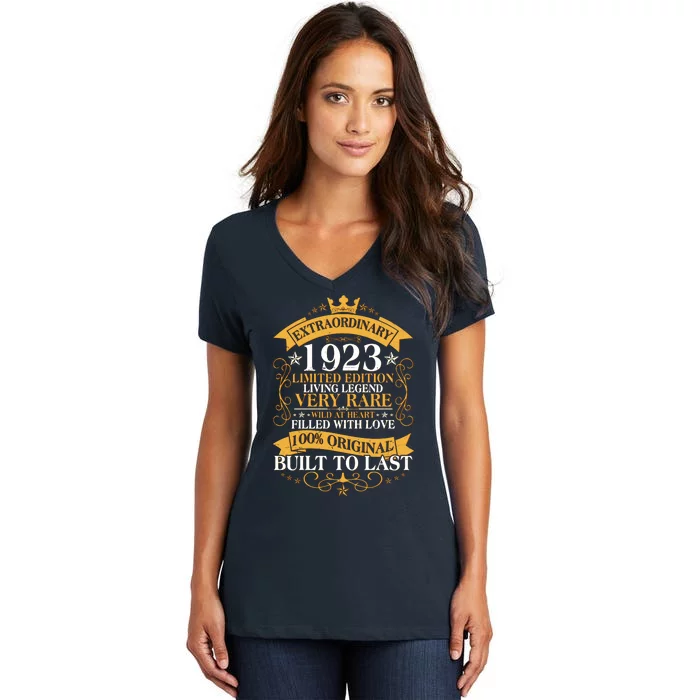 Extraordinary 1923 Limited Edition Built To Last 100th Birthday Women's V-Neck T-Shirt