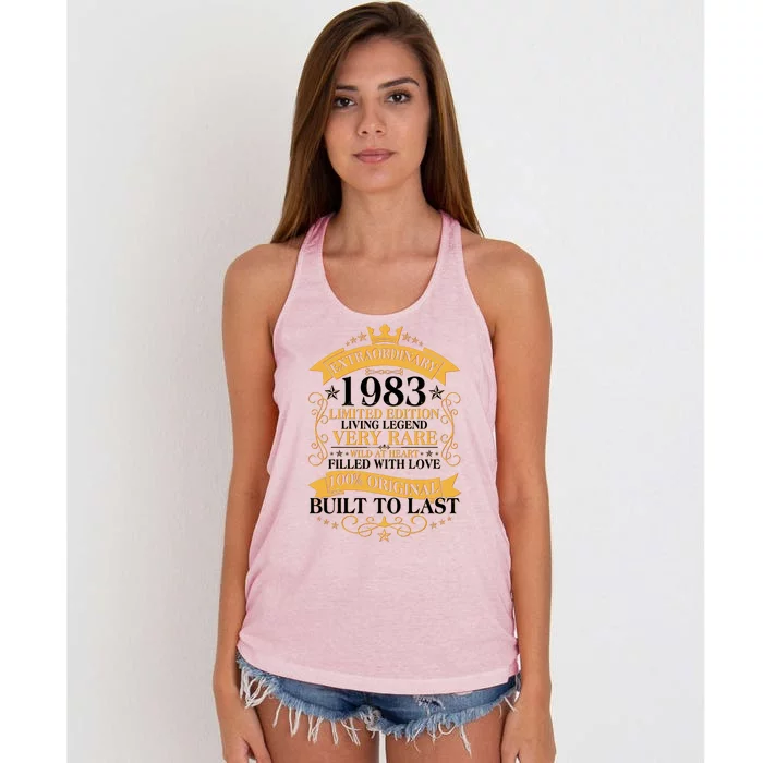 Extraordinary 1983 Limited Edition Built To Last 40th Birthday Women's Knotted Racerback Tank