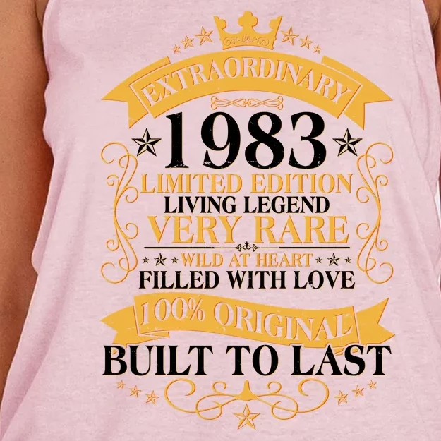 Extraordinary 1983 Limited Edition Built To Last 40th Birthday Women's Knotted Racerback Tank