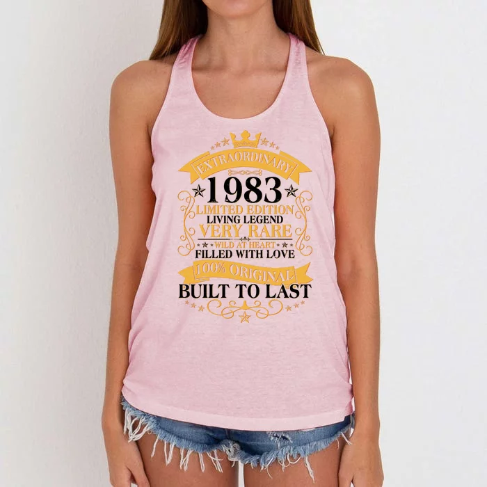 Extraordinary 1983 Limited Edition Built To Last 40th Birthday Women's Knotted Racerback Tank