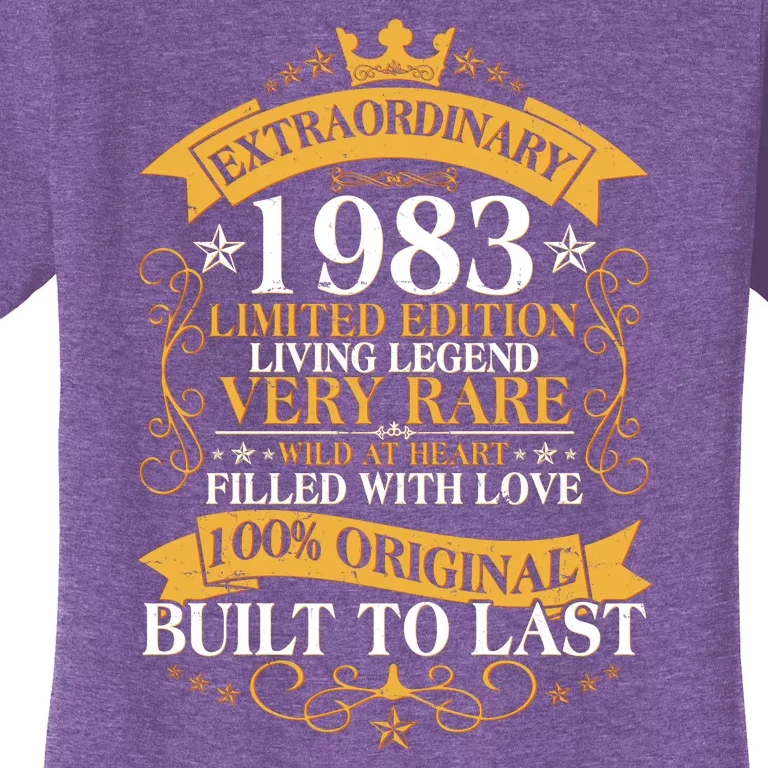 Extraordinary 1983 Limited Edition Built To Last 40th Birthday Women's T-Shirt